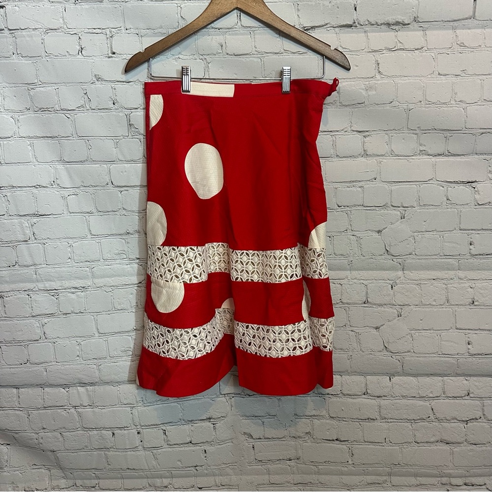 Tracy Reese Bold Red and Cream A-Line Skirt